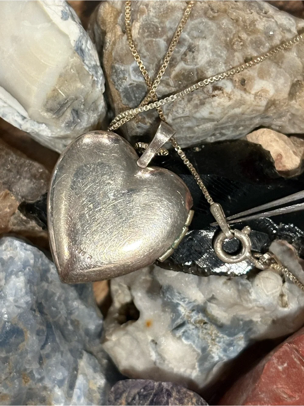 Vintage Heart Locket Necklace - Sterling Silver
